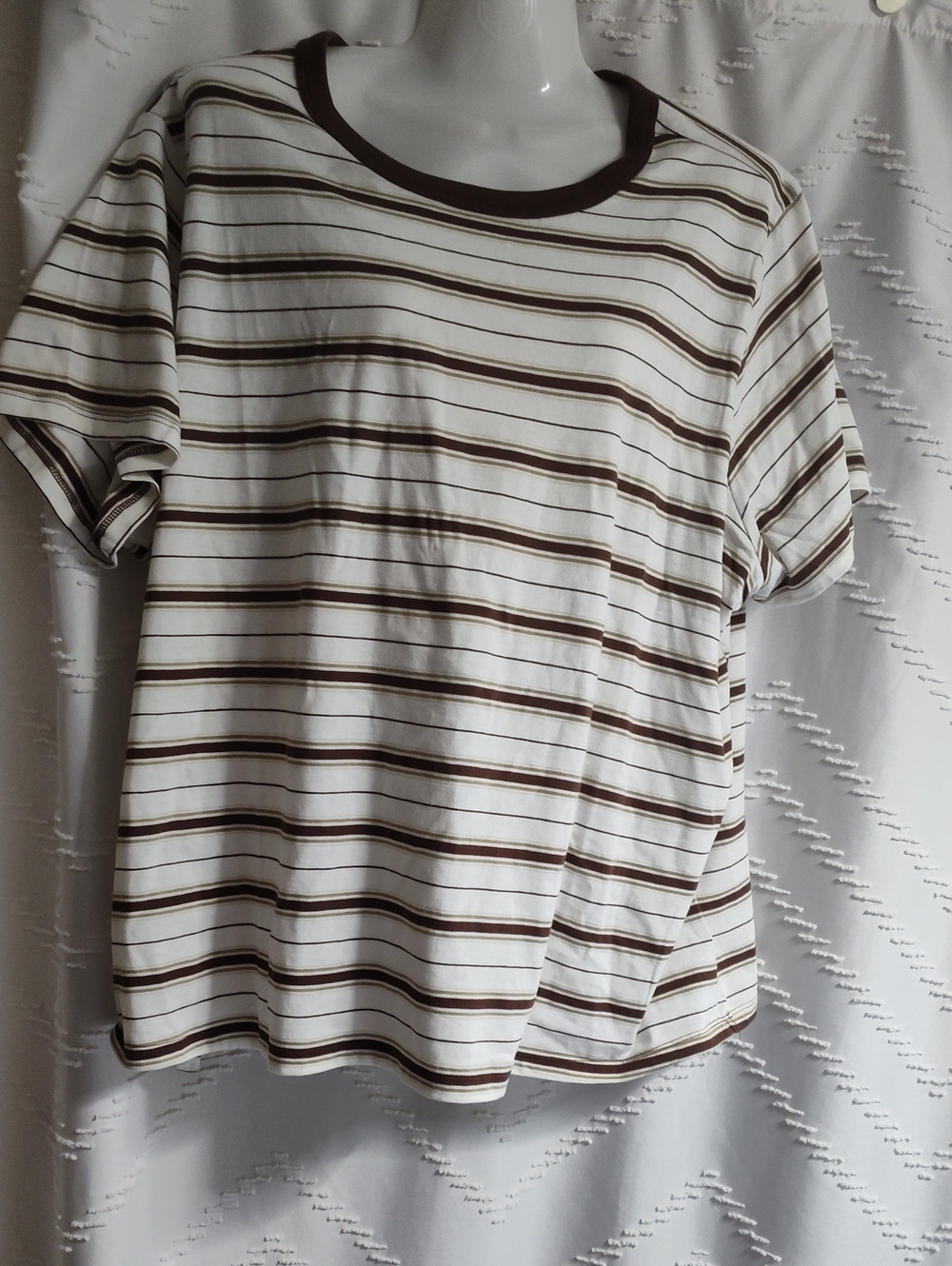 Old Navy Striped Tee - White, Brown & Tan